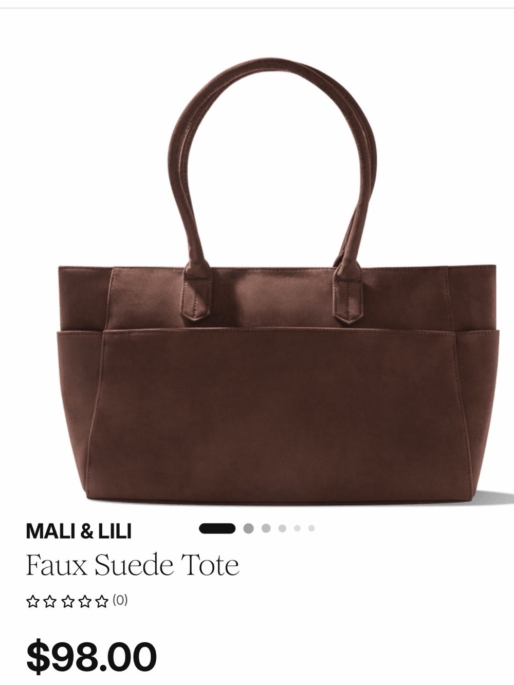 Mali & Lili Brown Faux Suede Tote Bag